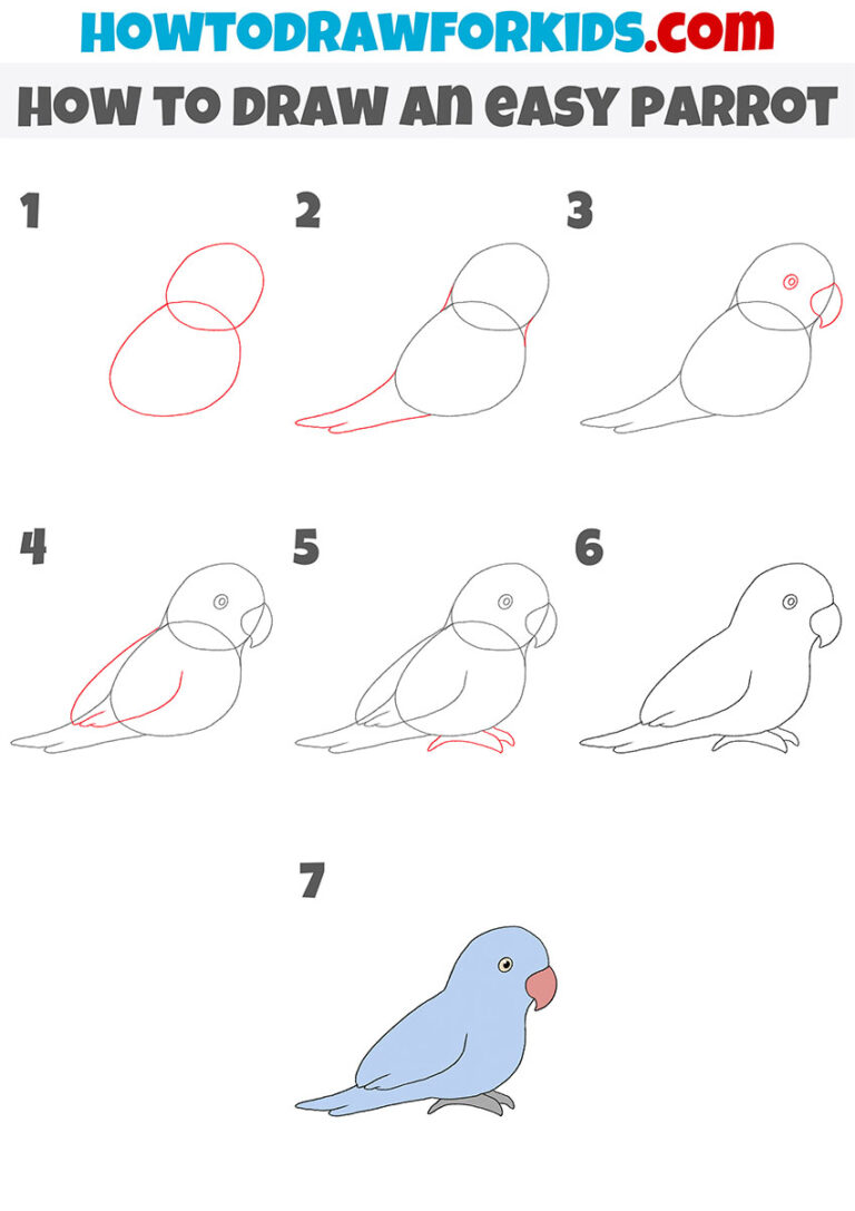 How to Draw an Easy Parrot - Easy Drawing Tutorial For Kids