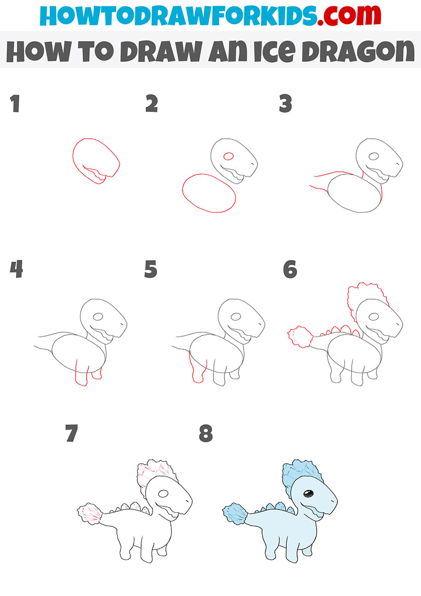 how to draw an ice dragon step by step