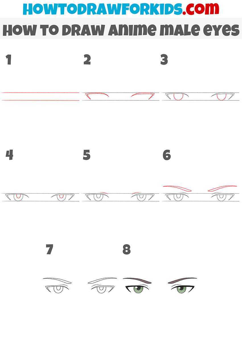 Detailed StepbyStep How to Draw Male Anime Eyes