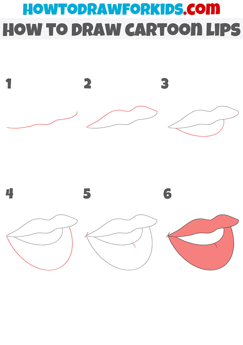 how to draw cartoon lips step by step