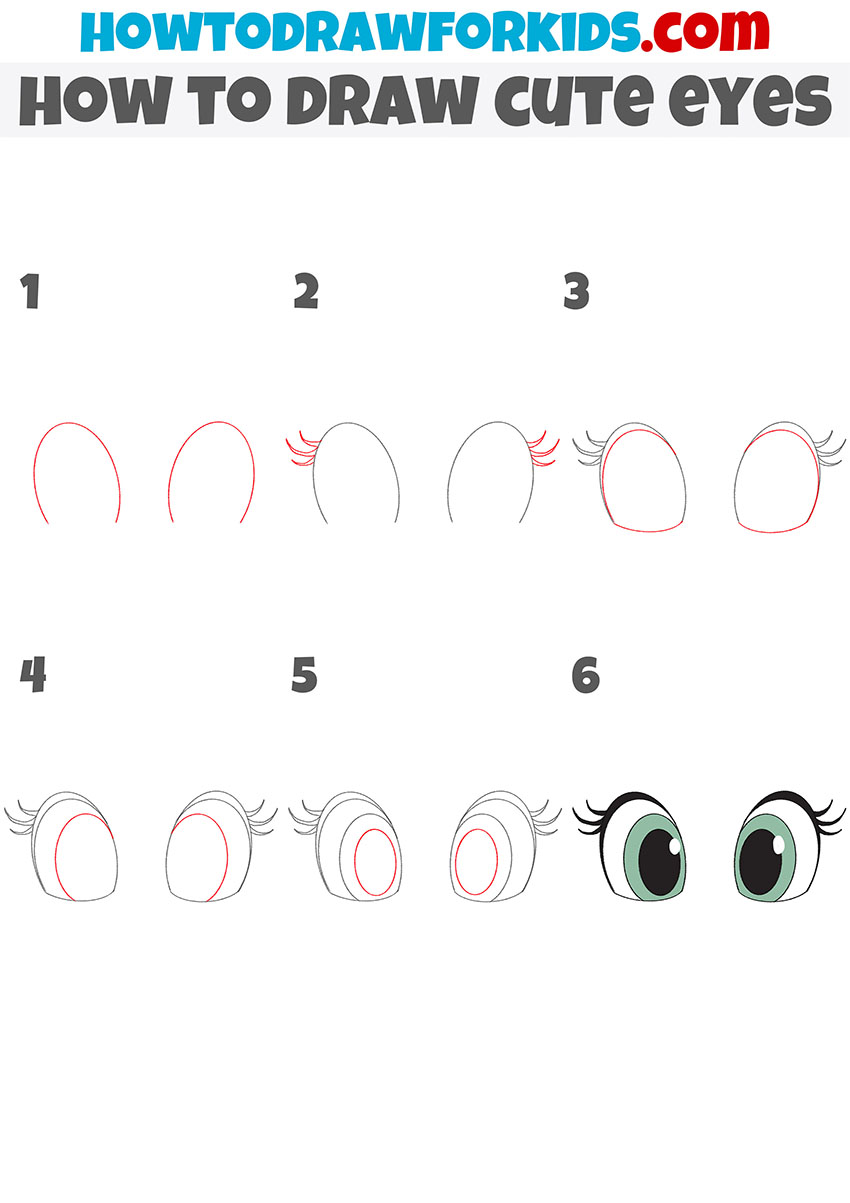 how to draw cute eyes step by step