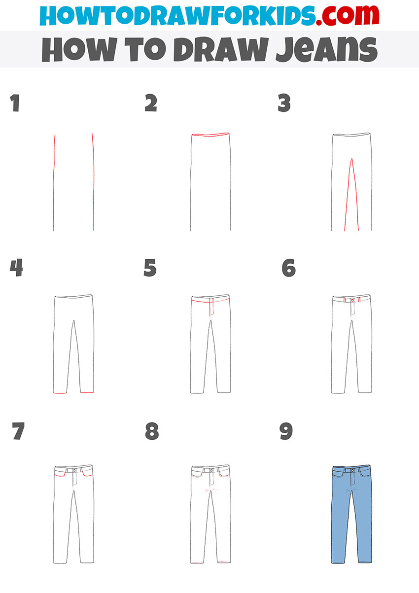how to draw jeans step by step
