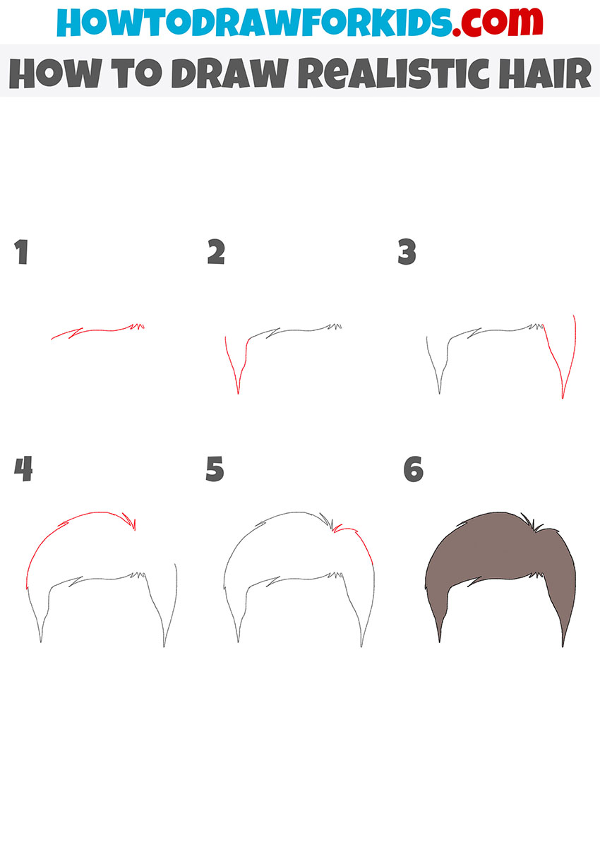 how to draw realistic hair step by step