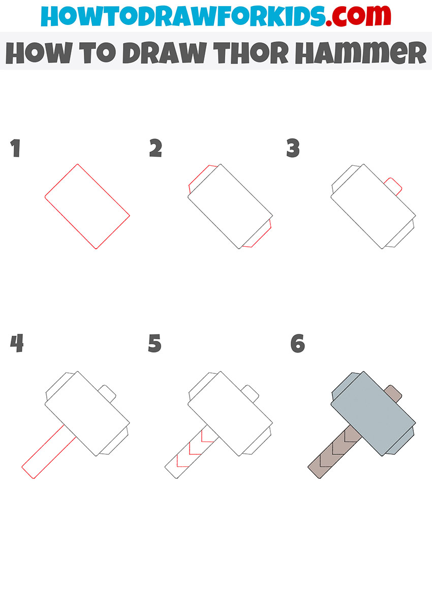 how to draw thor hammer step by step