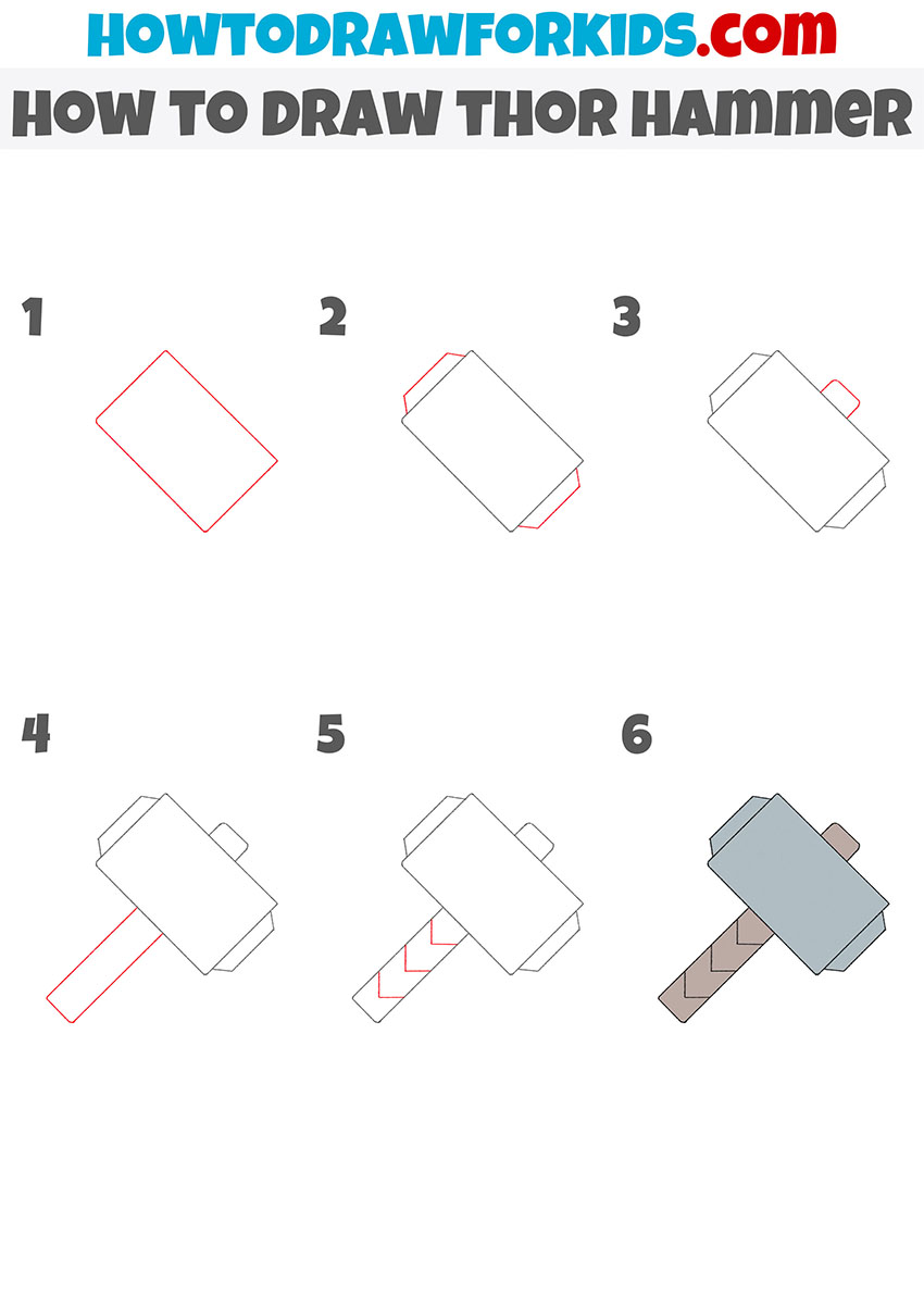 How to Draw Thor's Hammer - Really Easy Drawing Tutorial