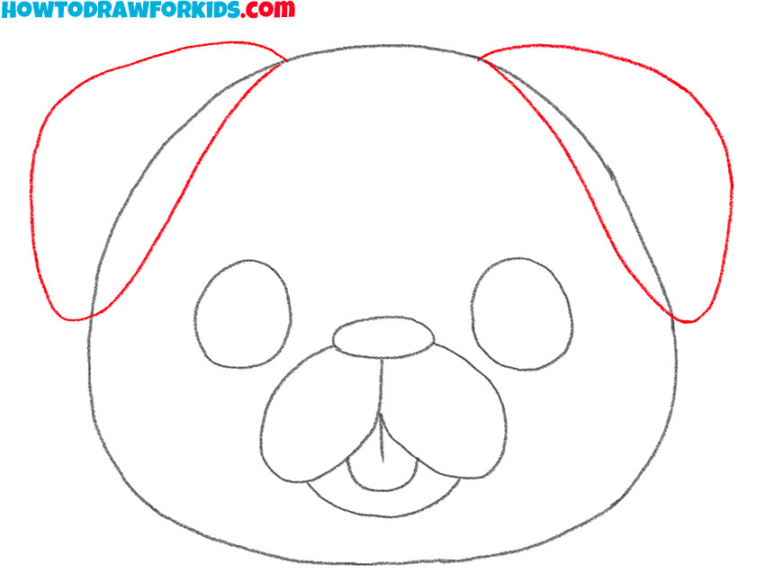 how to draw a simple pug face
