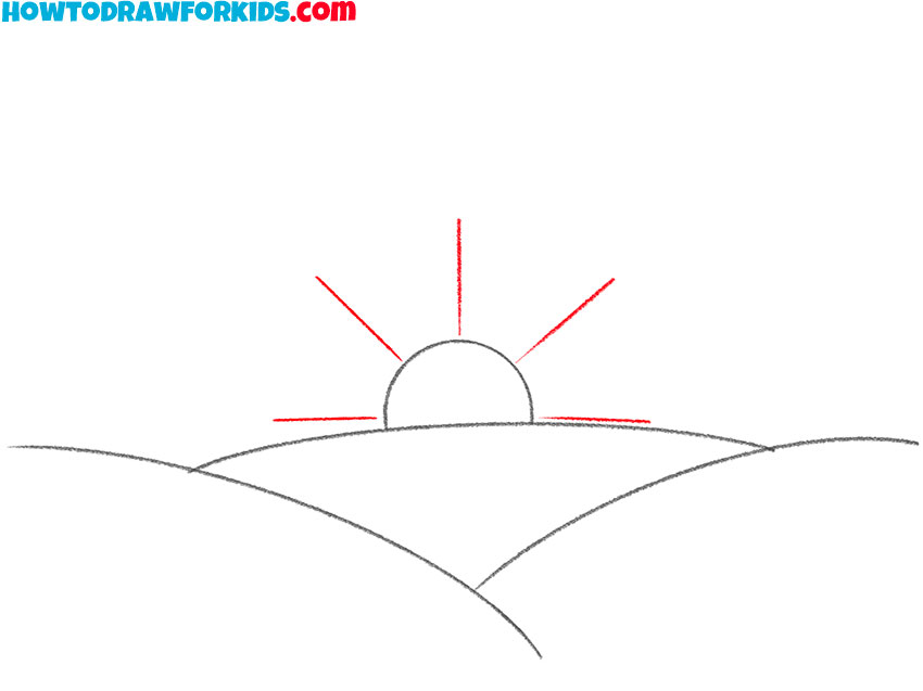 how to draw sunrise cartoon