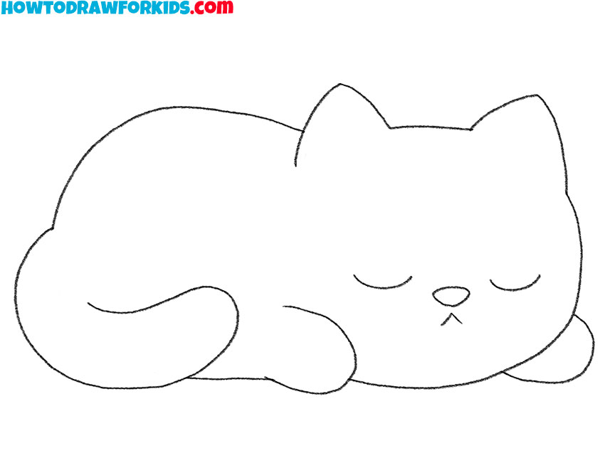 how to draw a cat sleeping for beginners