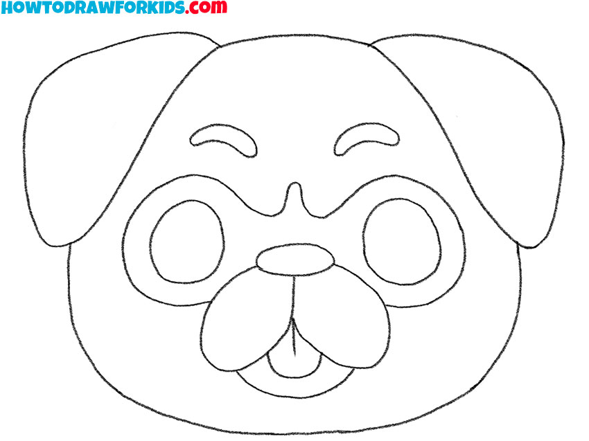 how to draw a cute pug face