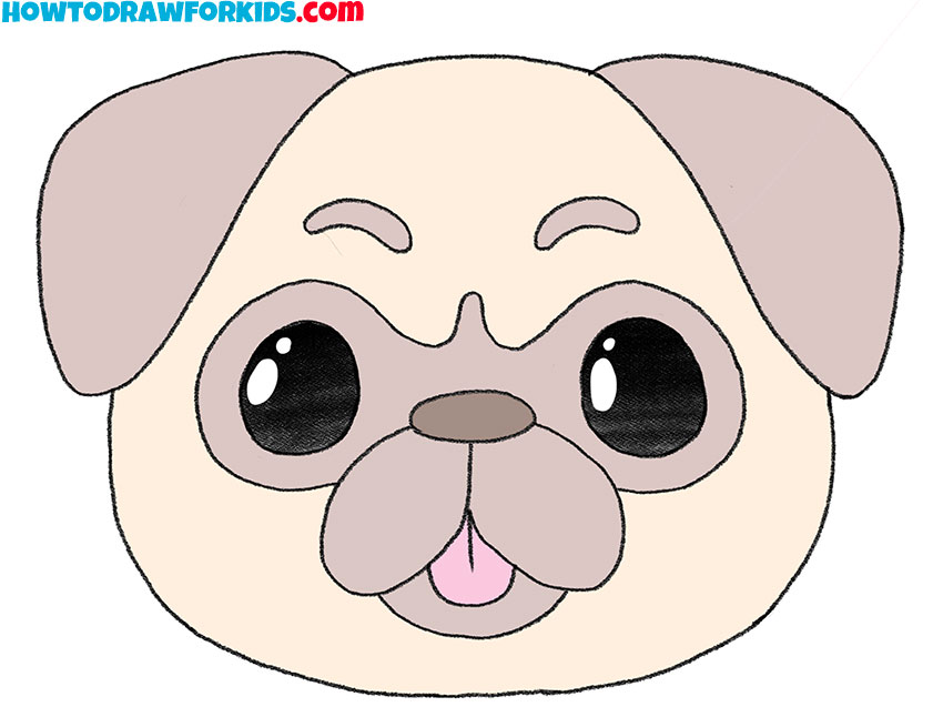 how to draw a pug face for kids