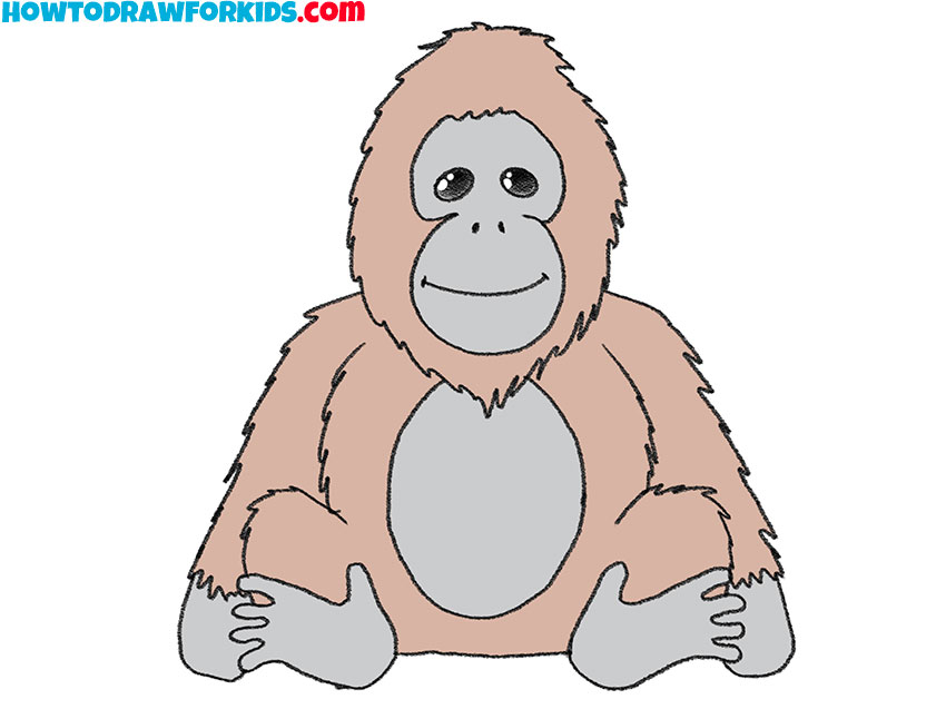 how to draw an orangutan for kindergarten