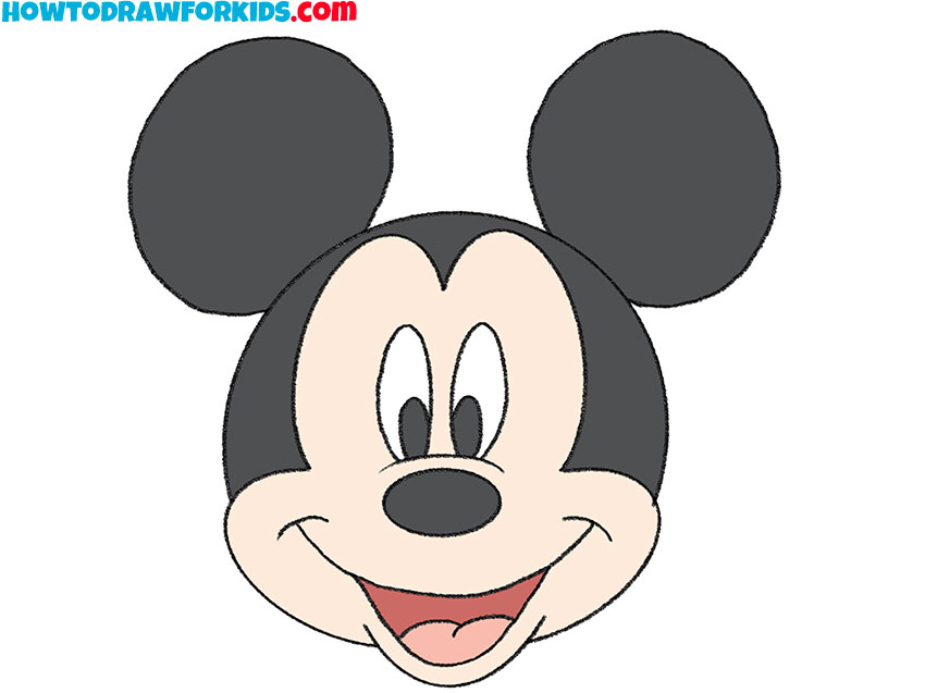 how to draw mickey mouse face simple