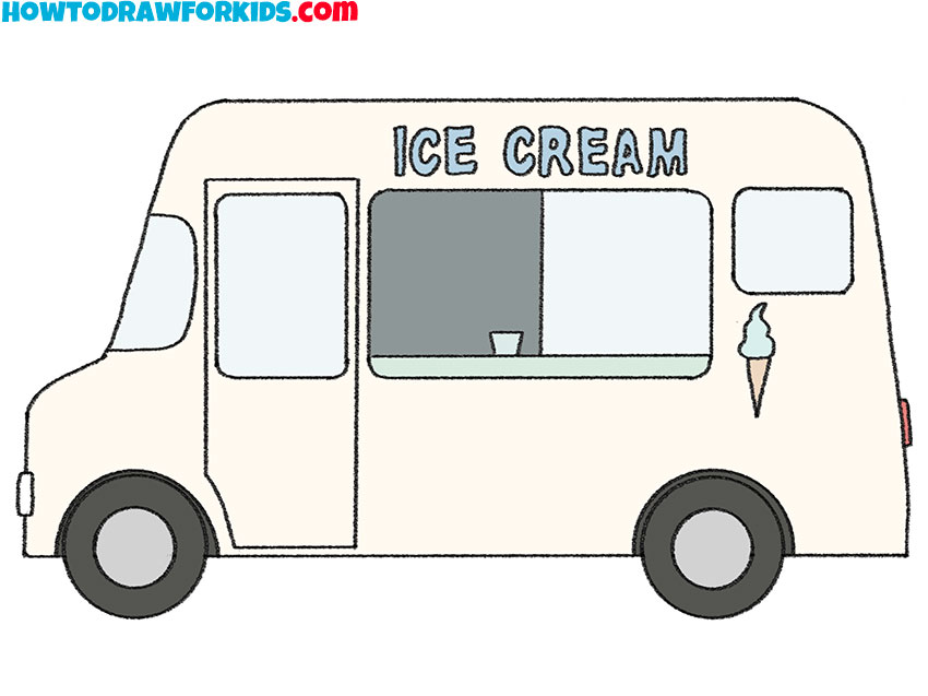 How to draw and color a Ice cream cart very easy and step by step