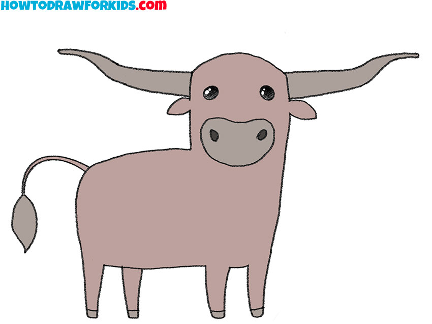 simple longhorn drawing step by step