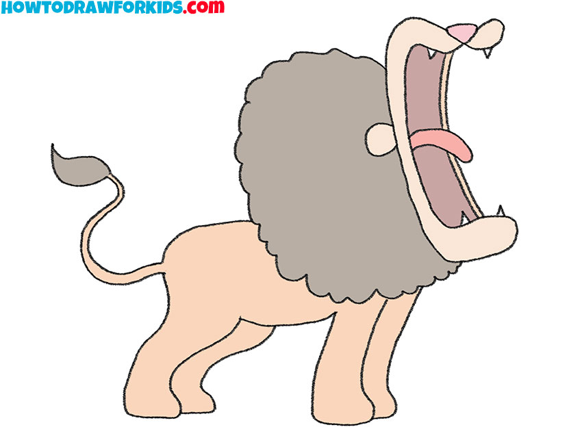 simple roaring lion drawing