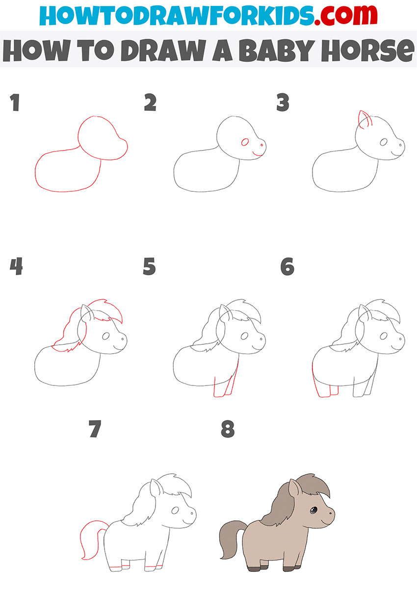 how to draw a baby horse step by step