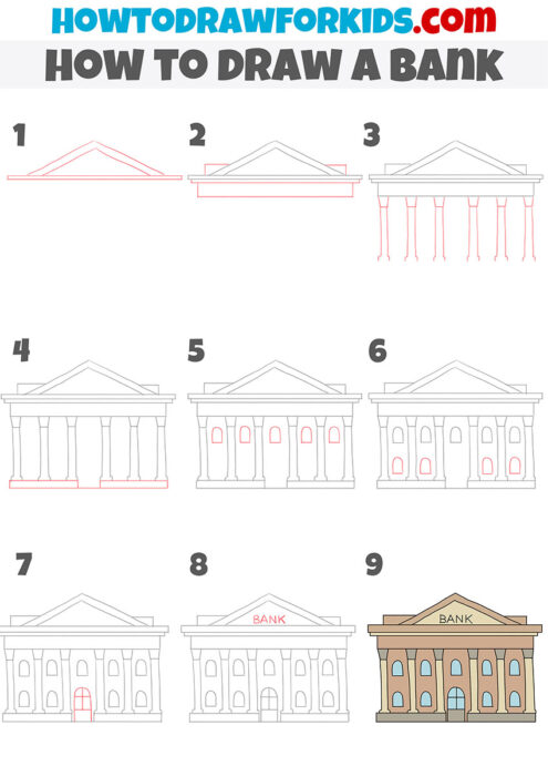 How to Draw a Bank - Easy Drawing Tutorial For Kids