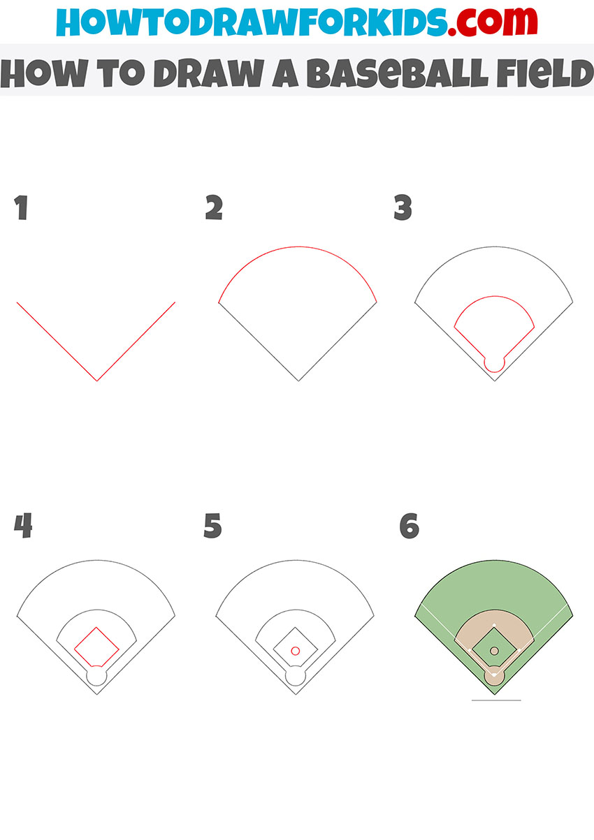 how to draw a baseball field step by step