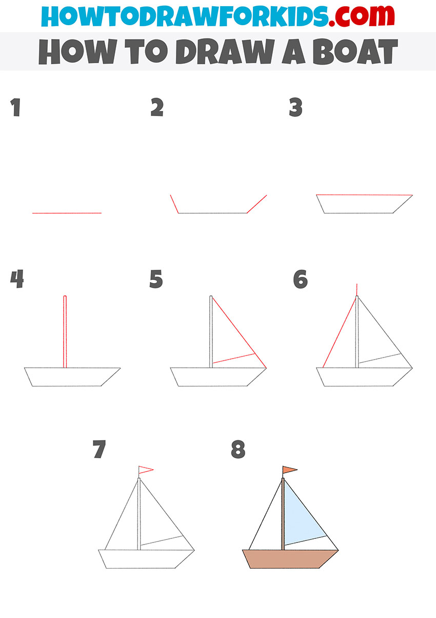 how to draw a boat step by step