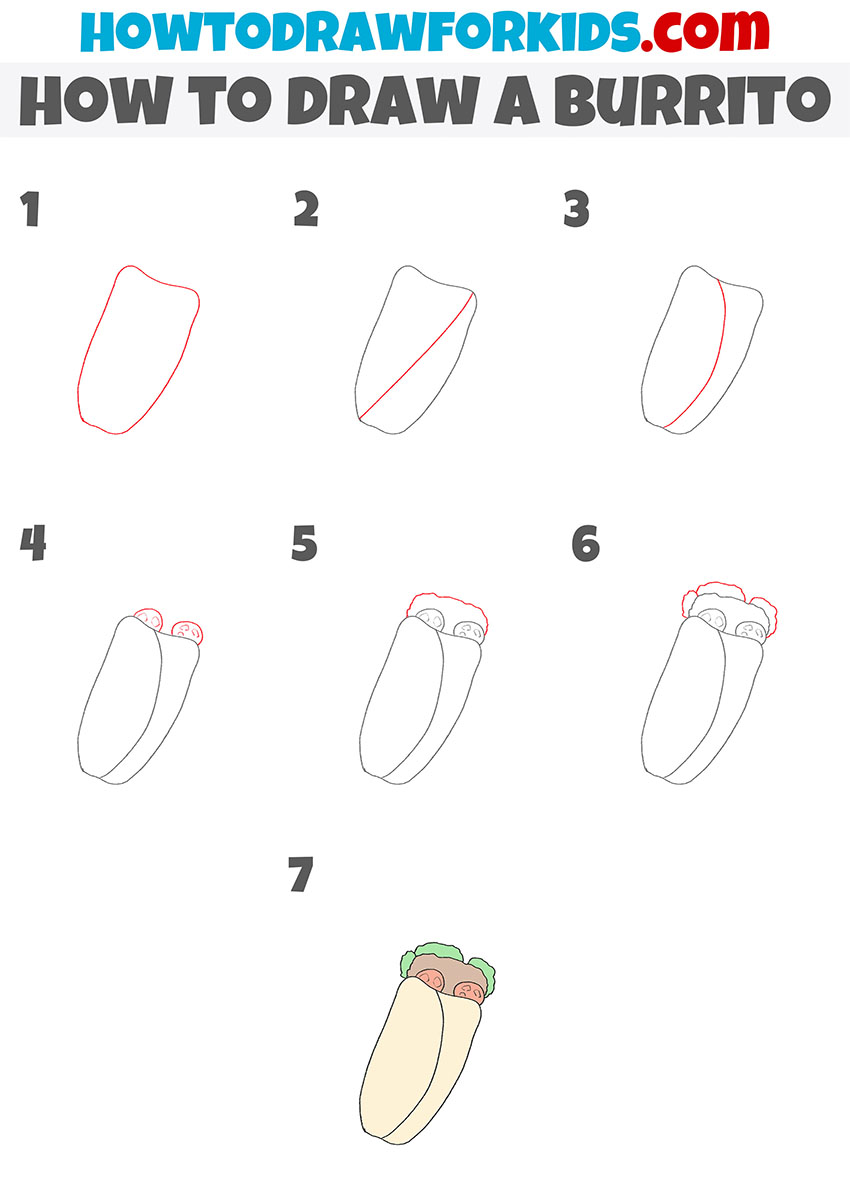 how to draw a burrito step by step