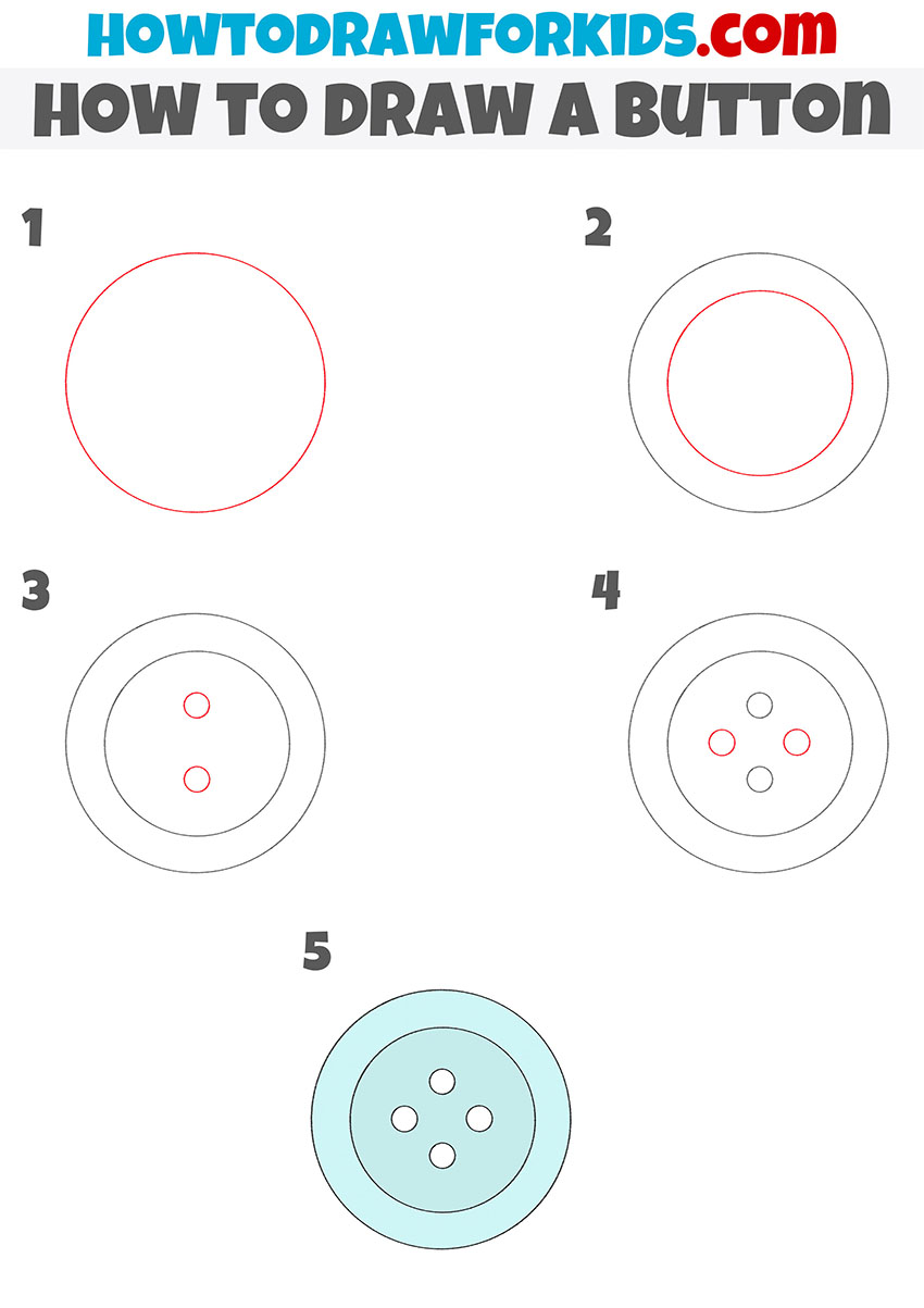 how to draw a button step by step