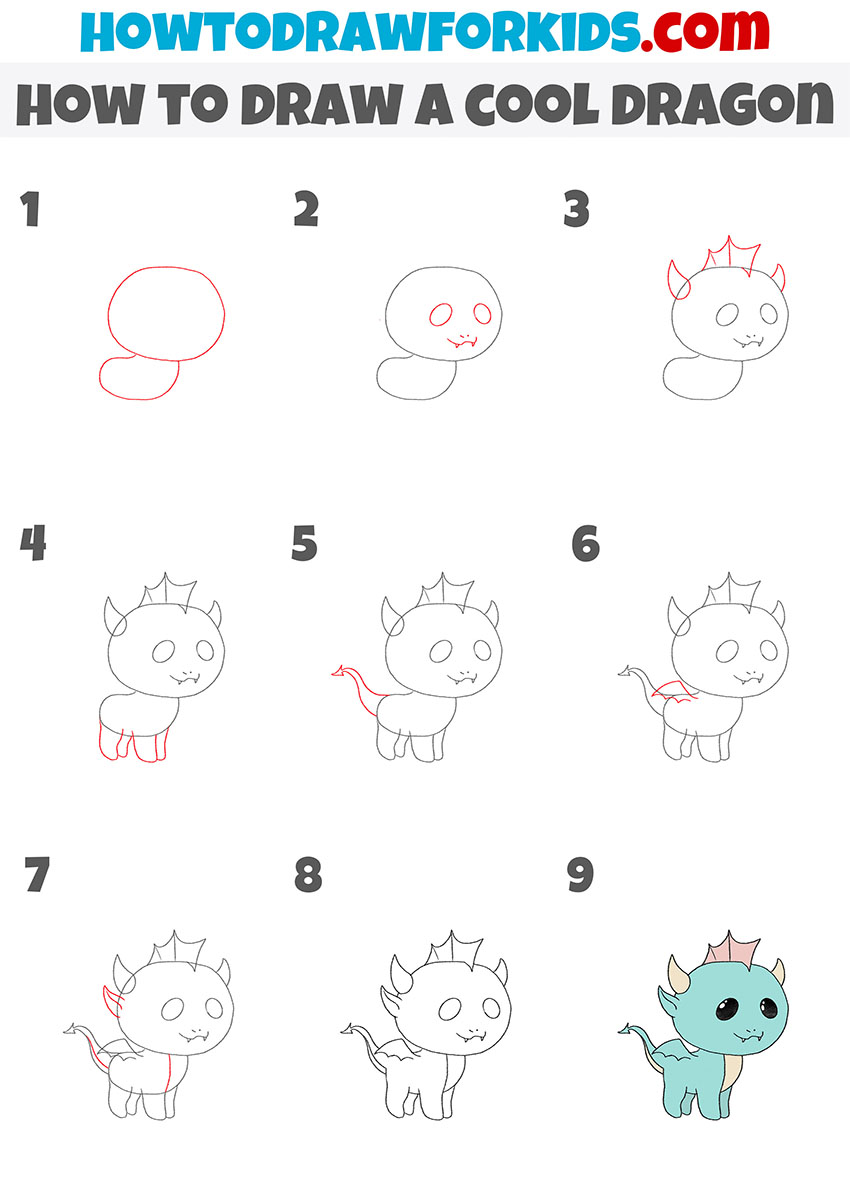 how to draw a cool dragon step by step
