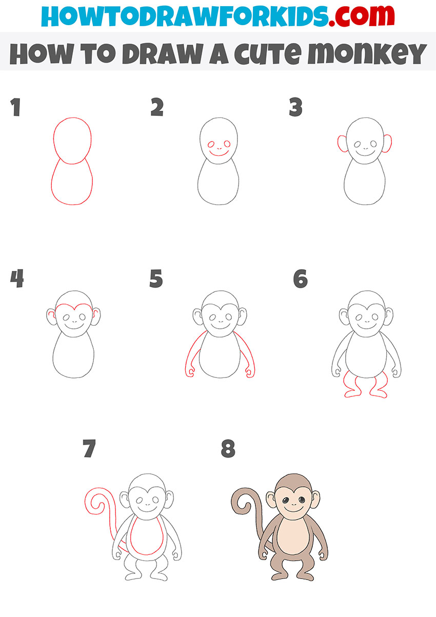 how to draw a cute monkey step by step1