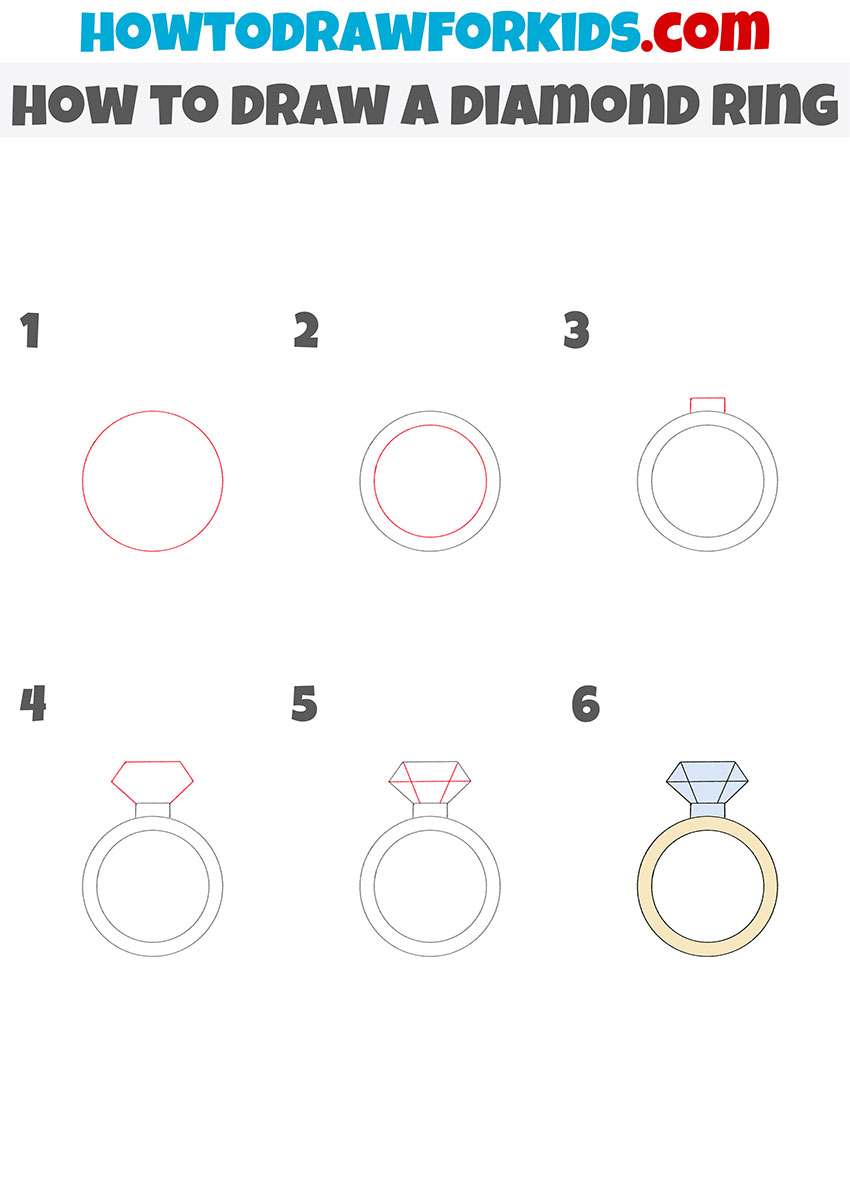 how to draw a diamond ring step by step