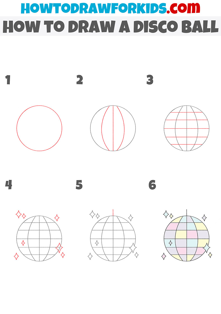 how to draw a disco ball step by step