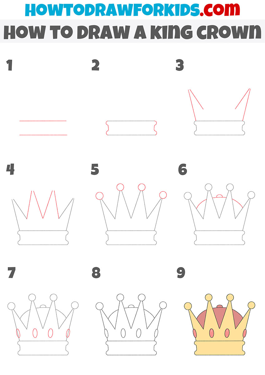 how to draw a king crown step by step