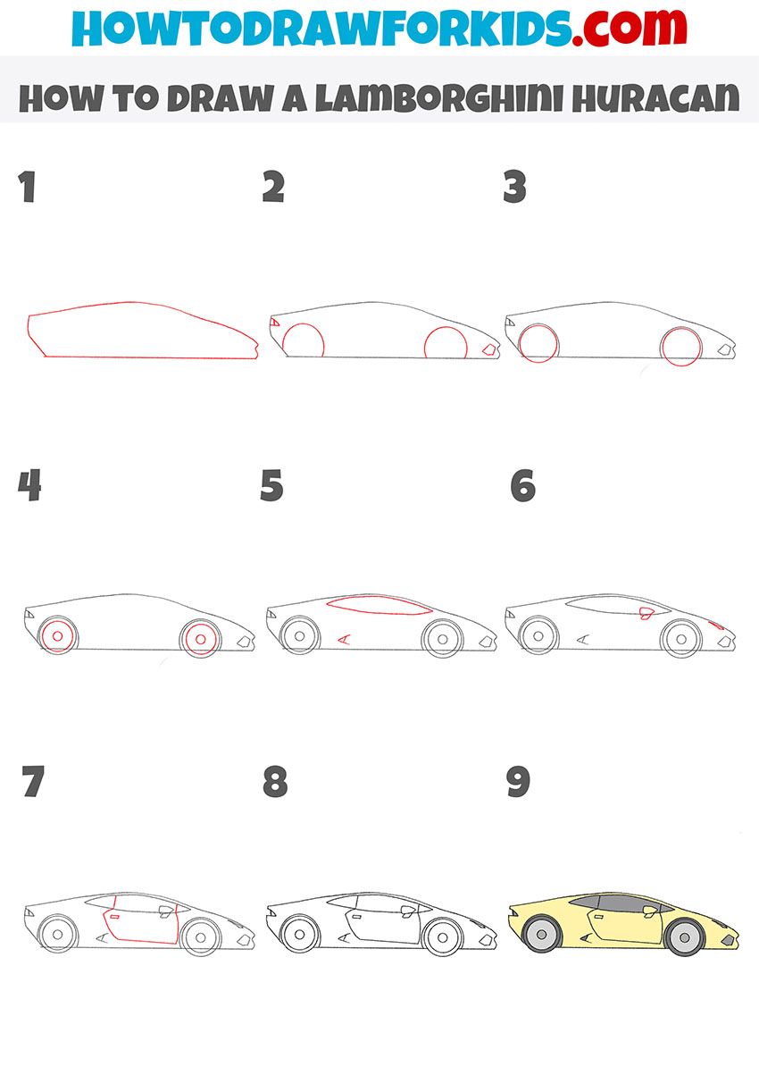 how to draw a lamborghini huracan step by step