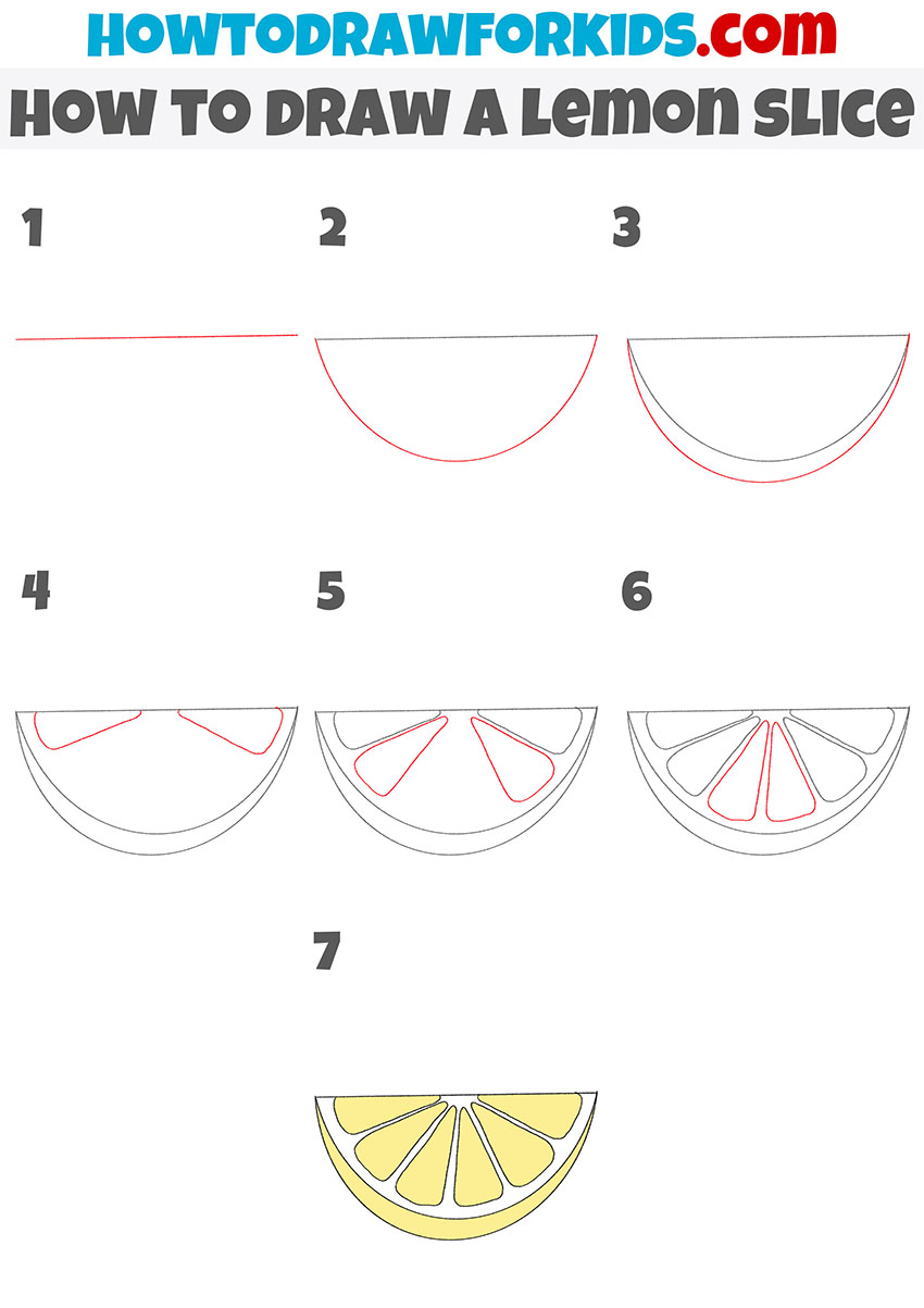 how to draw a lemon slice step by step