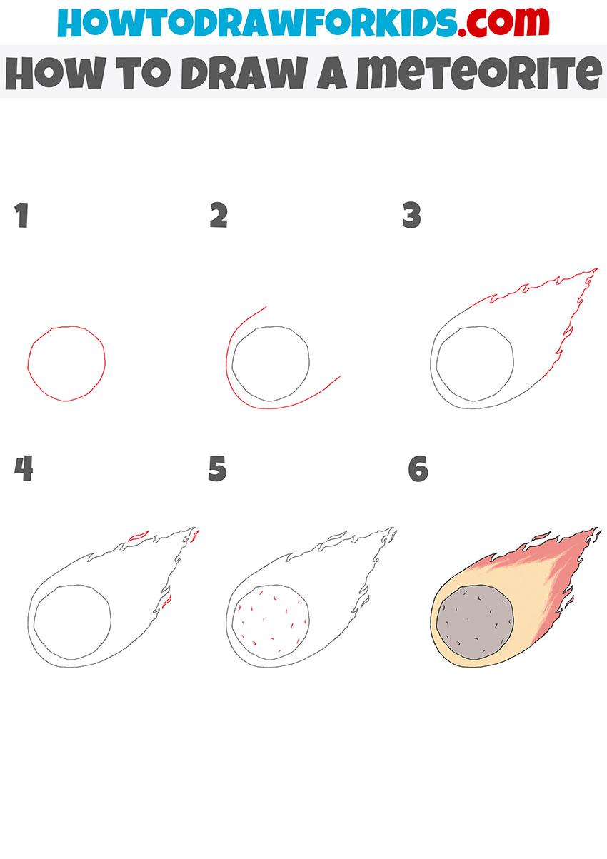how to draw a meteorite step by step