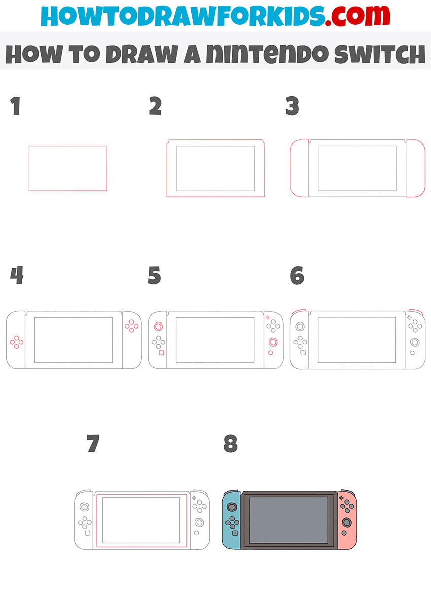 how to draw a nintendo switch step by step