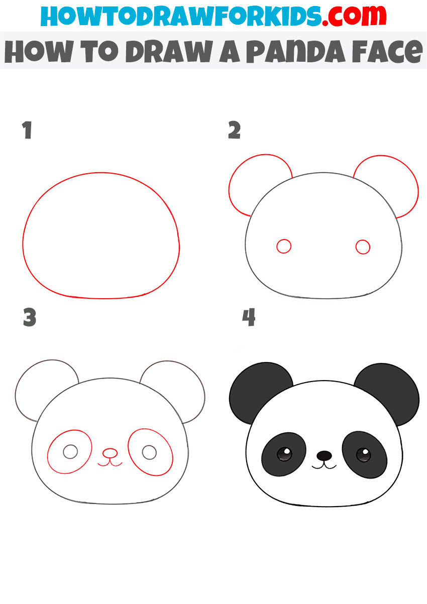 how to draw a panda face