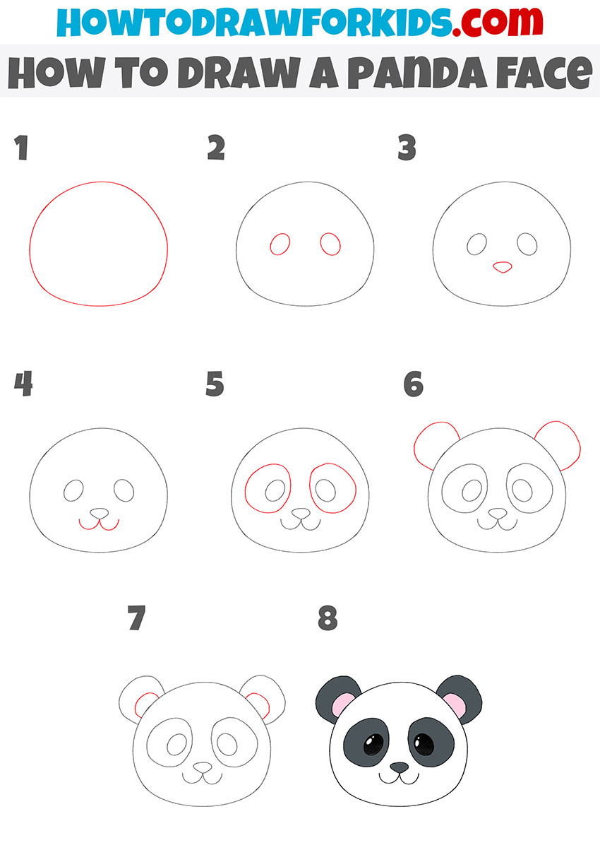 how to draw a panda face step by step