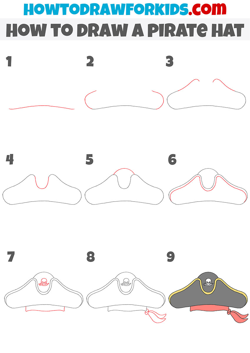 how to draw a pirate hat step by step