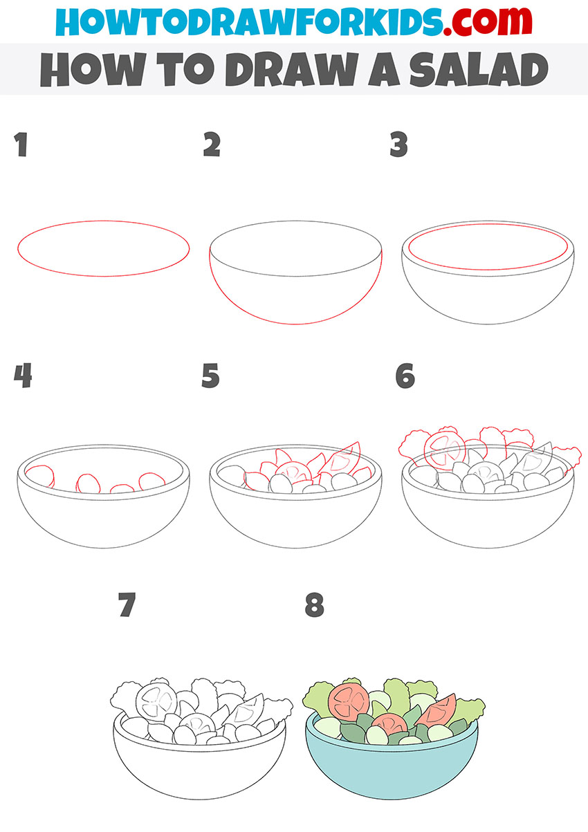 How to Draw a Salad Easy Drawing Tutorial For Kids