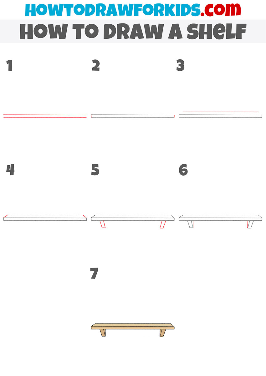 how to draw a shelf step by step