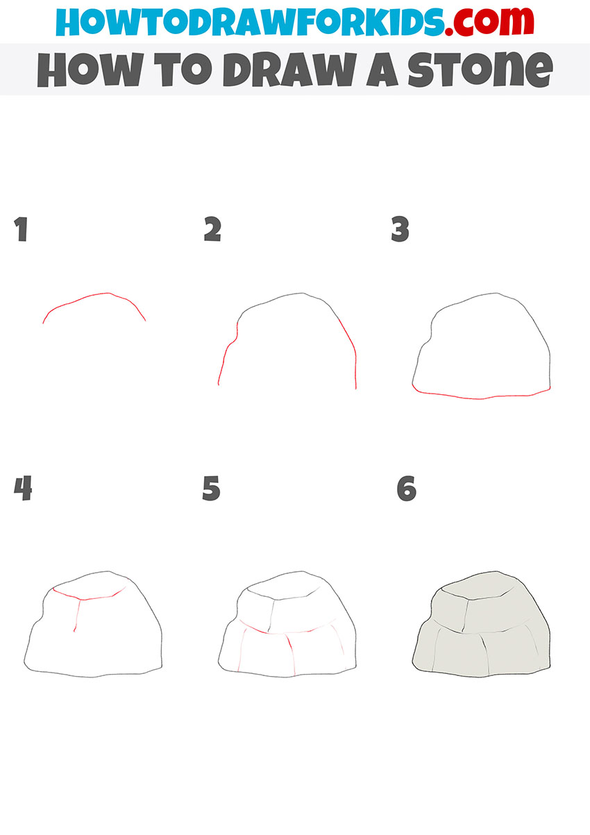 how to draw a stone step by step