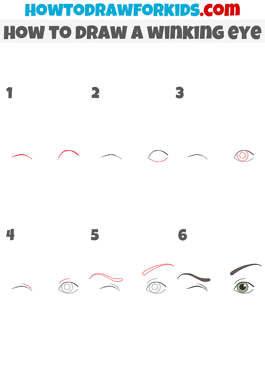 how to draw a winking eye step by step