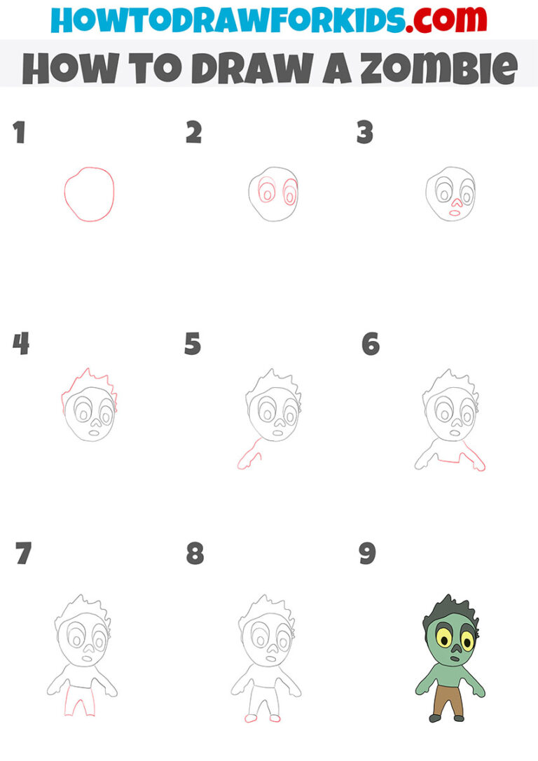 How to Draw a Zombie Step by Step Drawing Tutorial For Kids