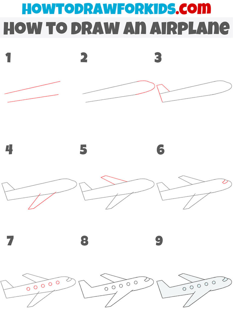 How to Draw an Airplane Step by Step - Drawing Tutorial For Kids