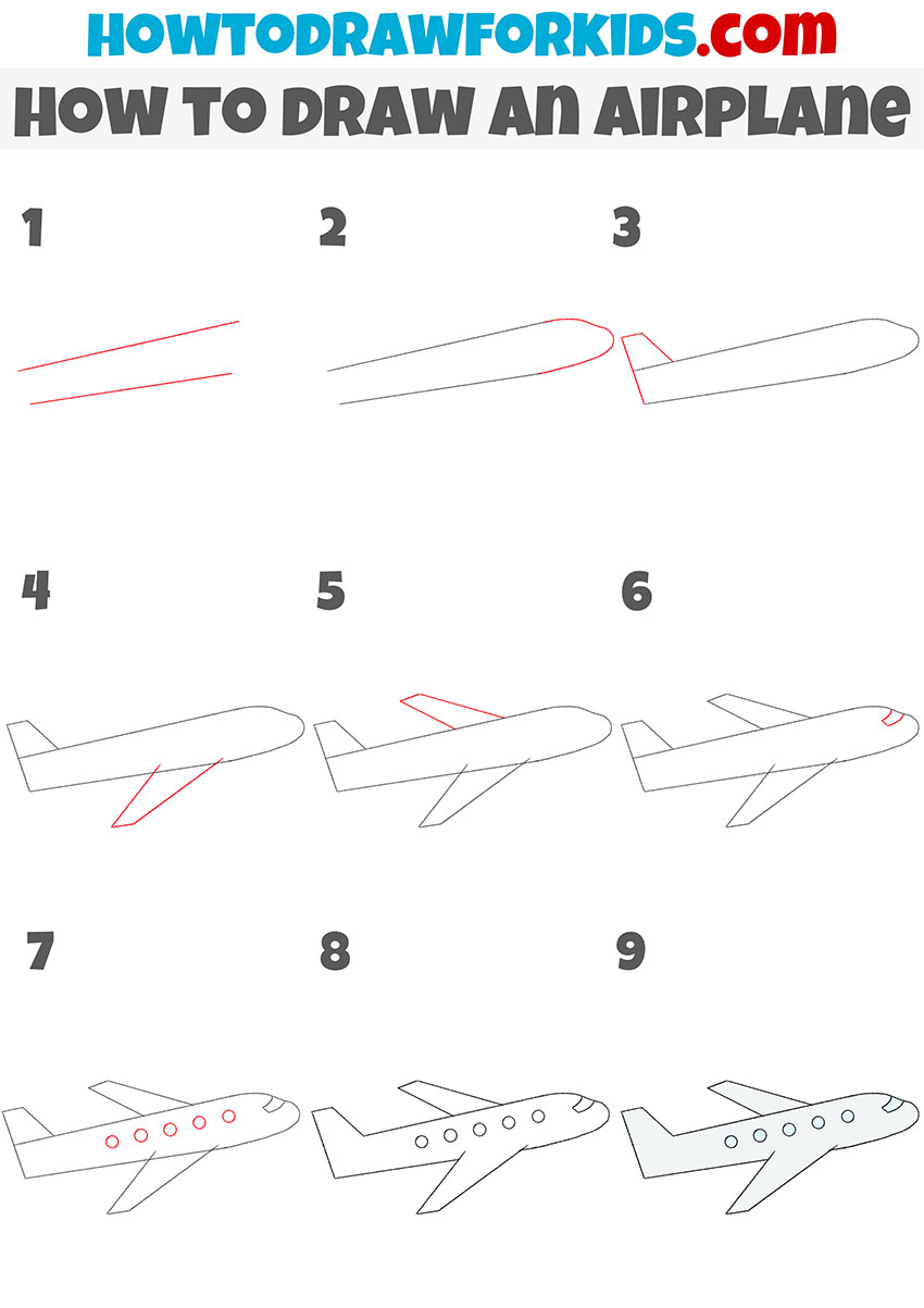 how to draw an airplane step by step