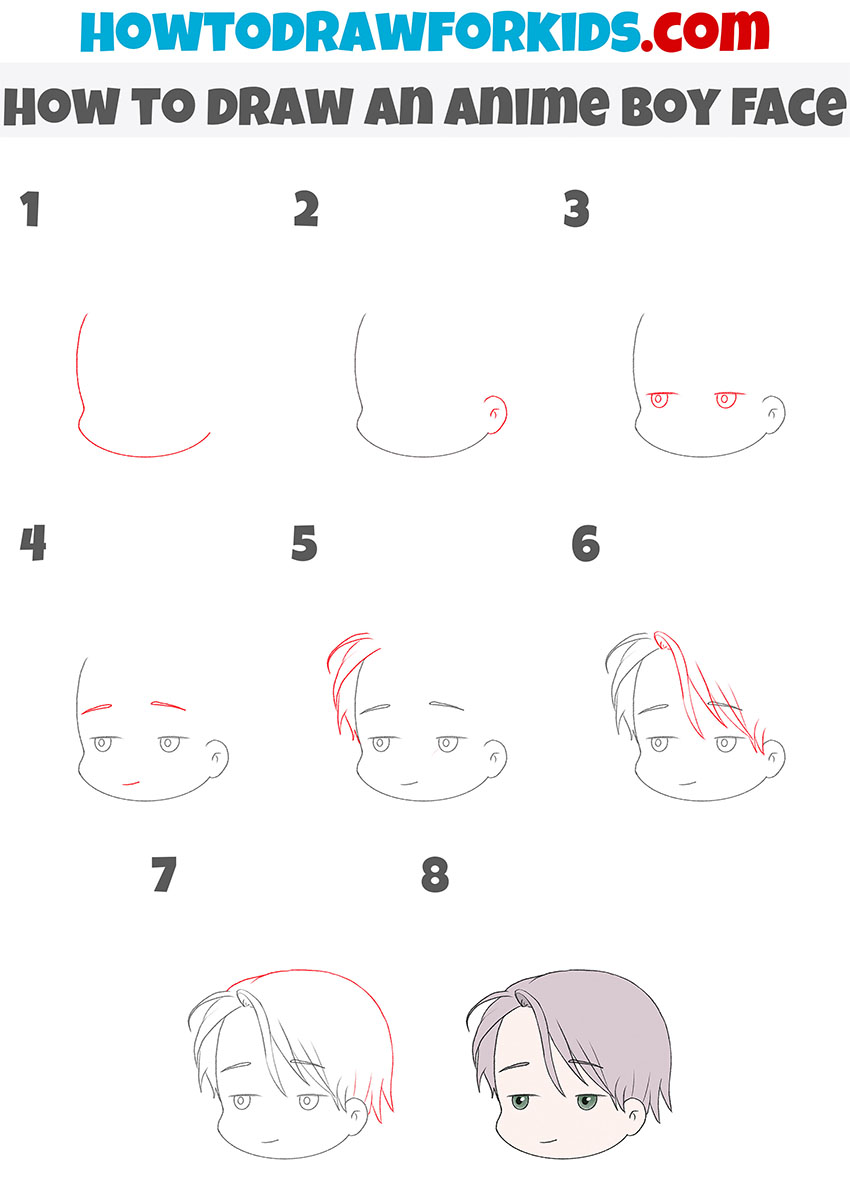 How to Draw an Anime Boy Face Step by Step - Drawing Tutorial