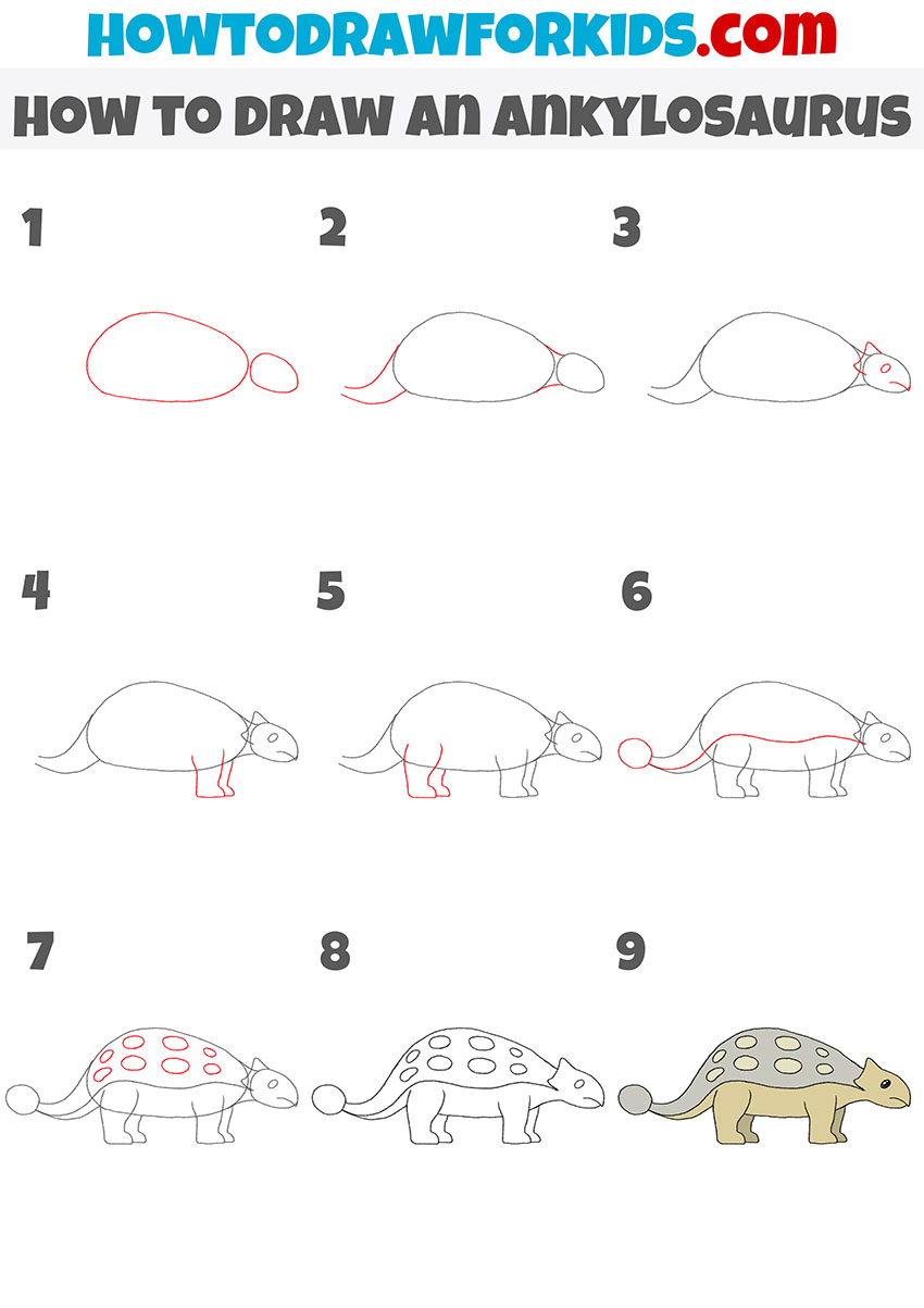how to draw an ankylosaurus step by step