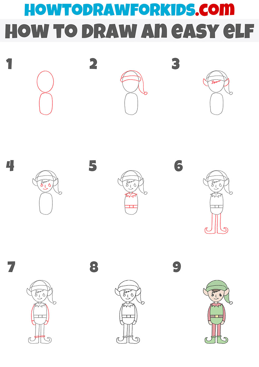 how to draw an easy elf step by step