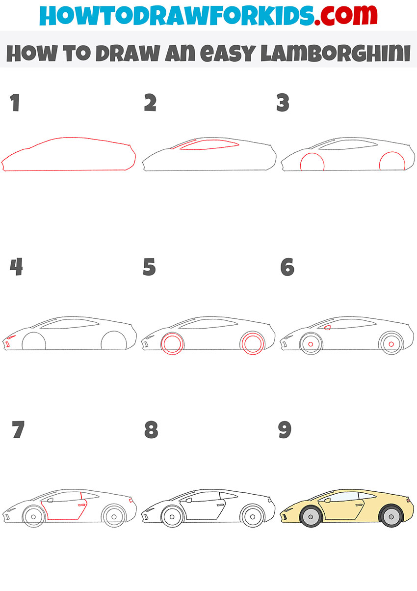 how to draw an easy lamborghini step by step