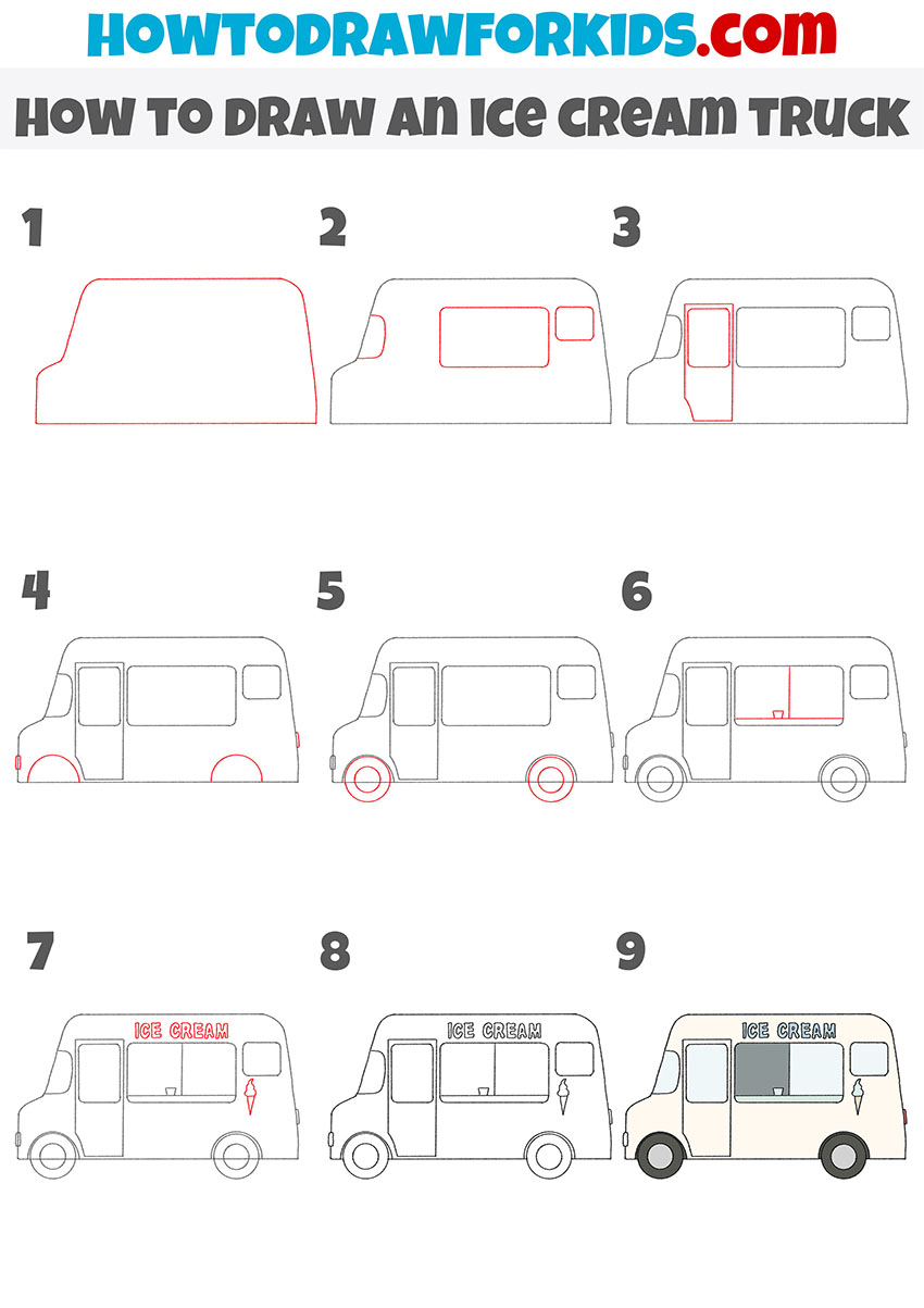 how to draw an ice cream truck step by step