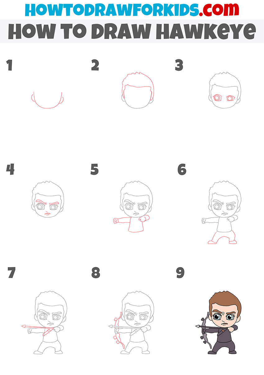how to draw hawkeye step by step